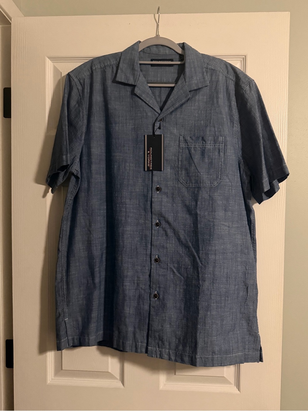 Men's Short-Sleeve Camp Shirt in Chambray Blue